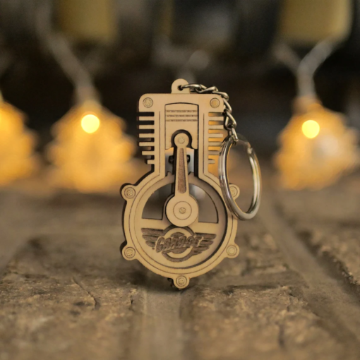 Rotating Engine Piston Keychain